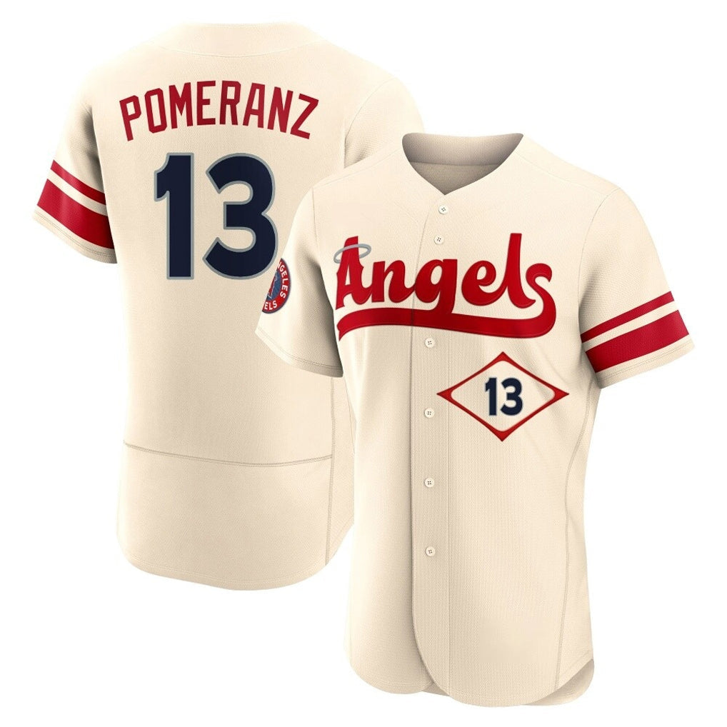 Mdoa LA.Angels #13 Drew Pomeranz Player Cream City Connect Limited ELite Home Stitched Jerseys