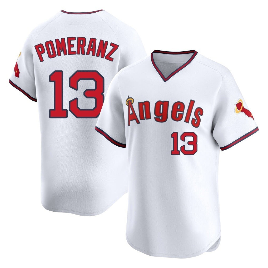 Mdoa LA.Angels #13 Drew Pomeranz Player White T-shirt Home Limited Stitched Jerseys
