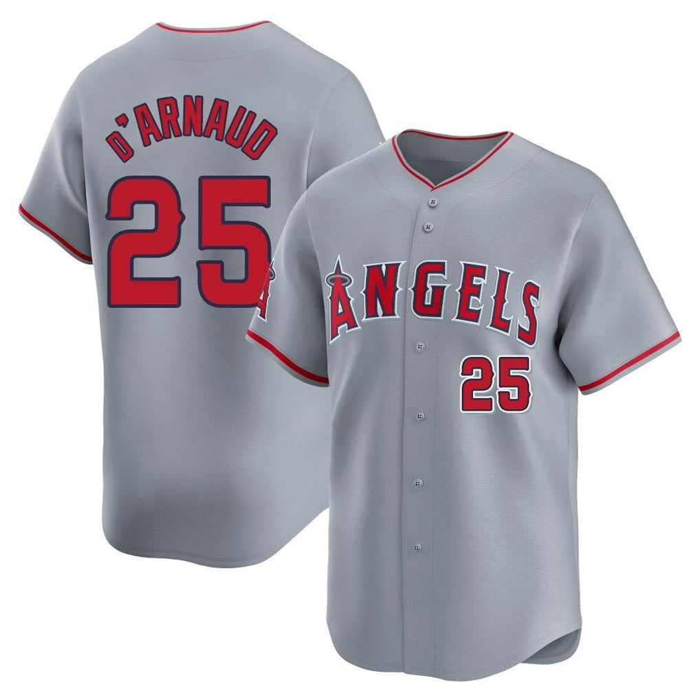 Mdoa LA.Angels #25 Travis d'Arnaud Player Gray Home Limited Stitched Jerseys