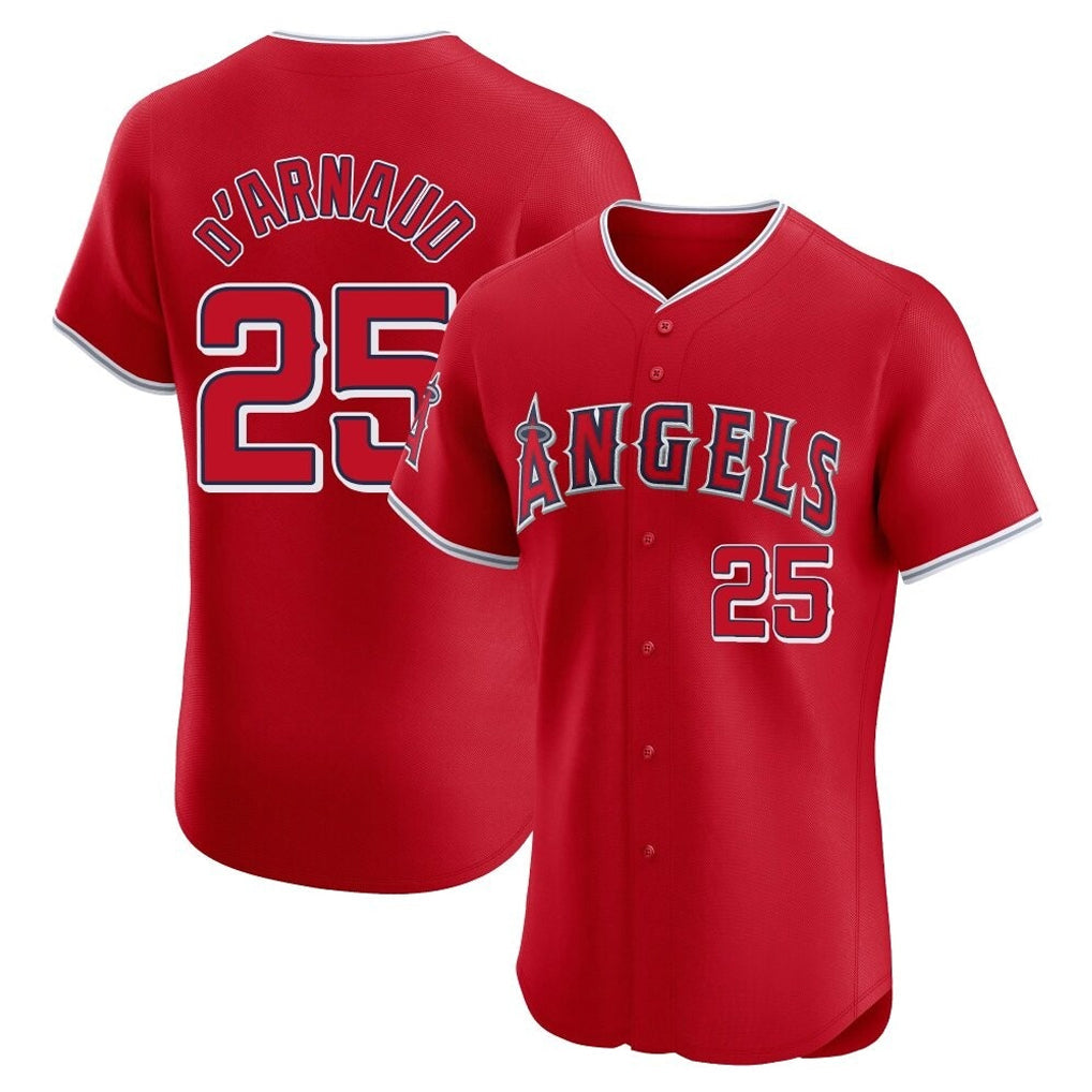 Mdoa LA.Angels #25 Travis d'Arnaud Player Red Home Limited Elite Stitched Jerseys