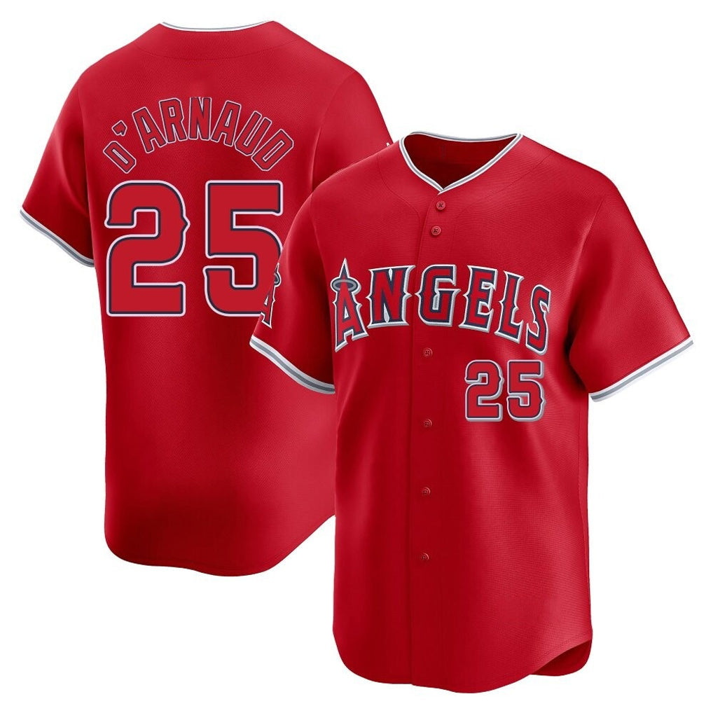 Mdoa LA.Angels #25 Travis d'Arnaud Player Red Home Limited Stitched Jerseys