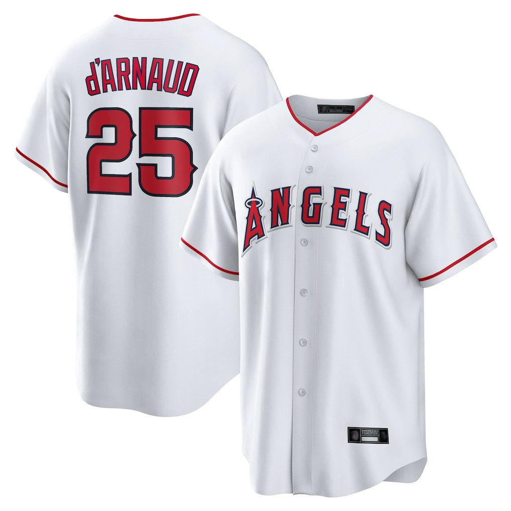Mdoa LA.Angels #25 Travis d'Arnaud Player White Home Game Stitched Jerseys