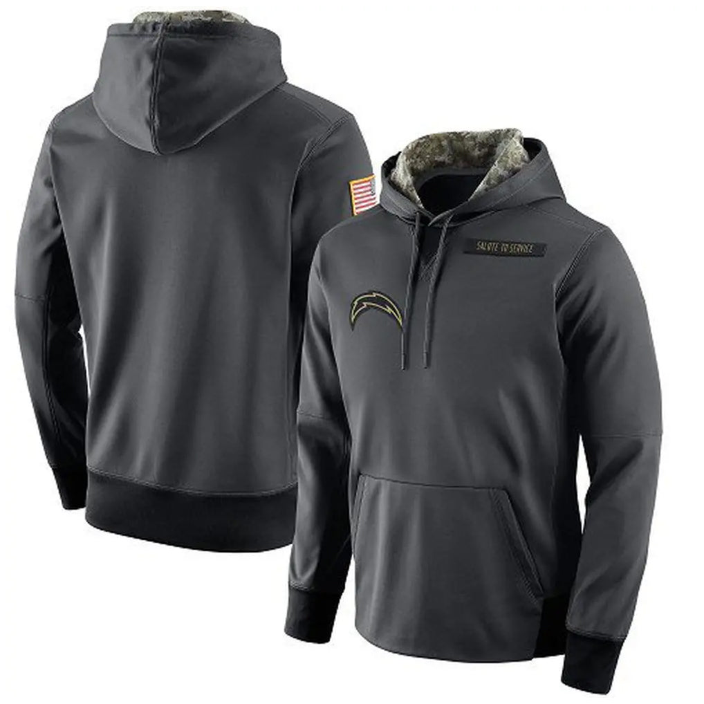 Mdoa LA.Chargers Gray Pullover Hoodie Home Game Blank Player Stitched Jerseys