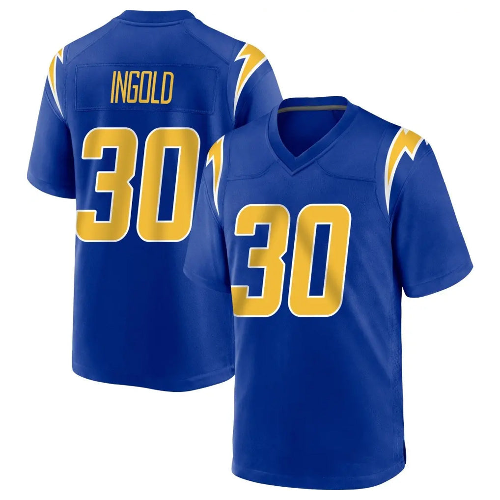 Mdoa LA.Chargers #30 Alec Ingold Player Royal Home Game Stitched Jerseys