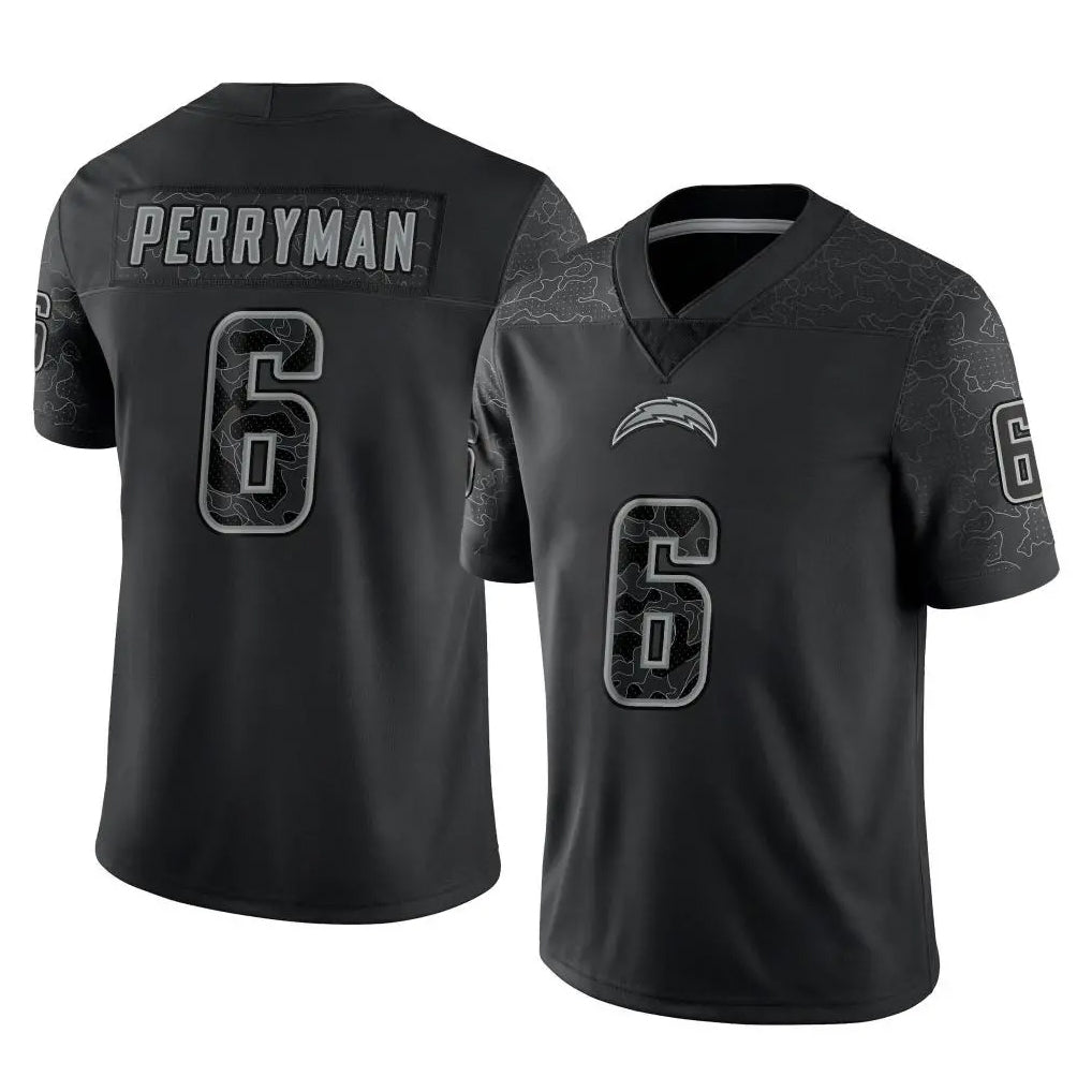 Mdoa LA.Chargers #6 Denzel Perryman Player Black Limited Reflective Home Game Stitched Jerseys