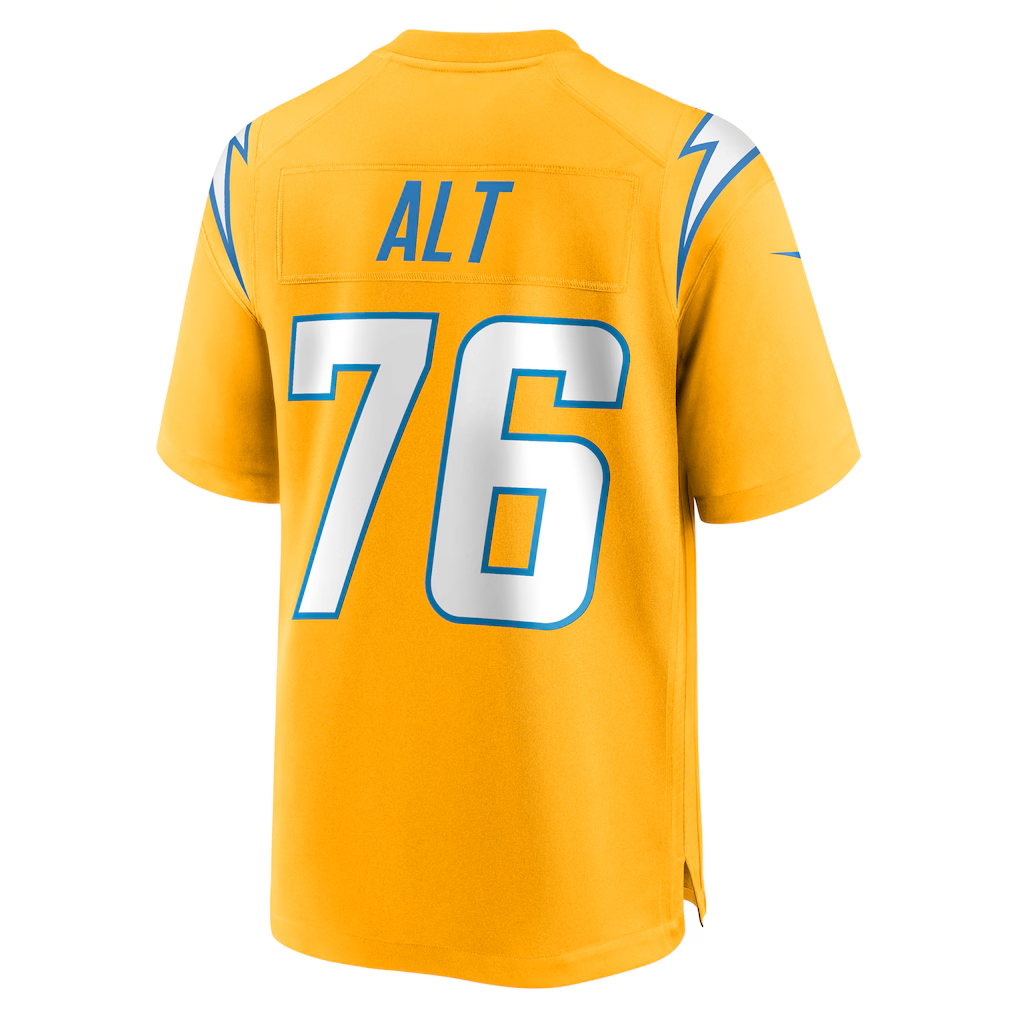 Mdoa LA.Chargers #76 Joe Alt Gold Alternate Charger Power Game Player Stitched Jerseys