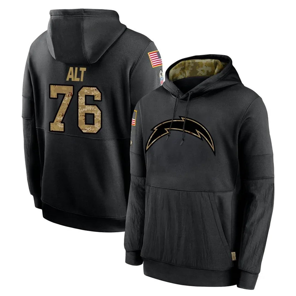 Mdoa LA.Chargers #76 Joe Alt Player Black Salute to Service Hoodies Limited Game Stitched Jerseys