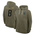 Mdoa LA.Chargers #8 Omarion Hampton Player Olive Salute to Service Pullover Hoodies Limited Stitched Jerseys
