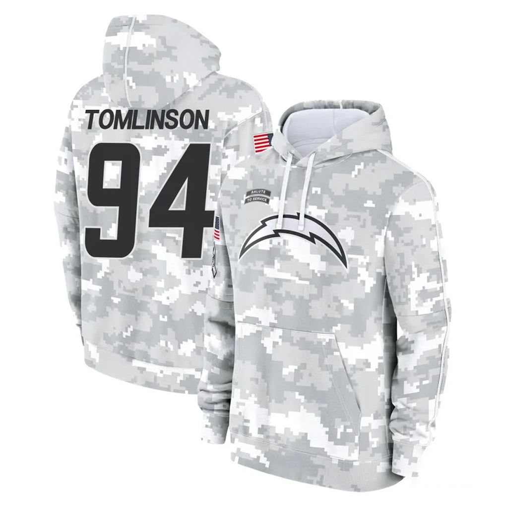 Mdoa LA.Chargers #94 Dalvin Tomlinson Player Arctic Camo Salute to Service Hoodies Limited Game Stitched Jerseys