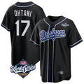 Mdoa LA.Dodgers #17 Shohei Ohtani Player Black World Series Carbon Limited Home Stitched Jerseys