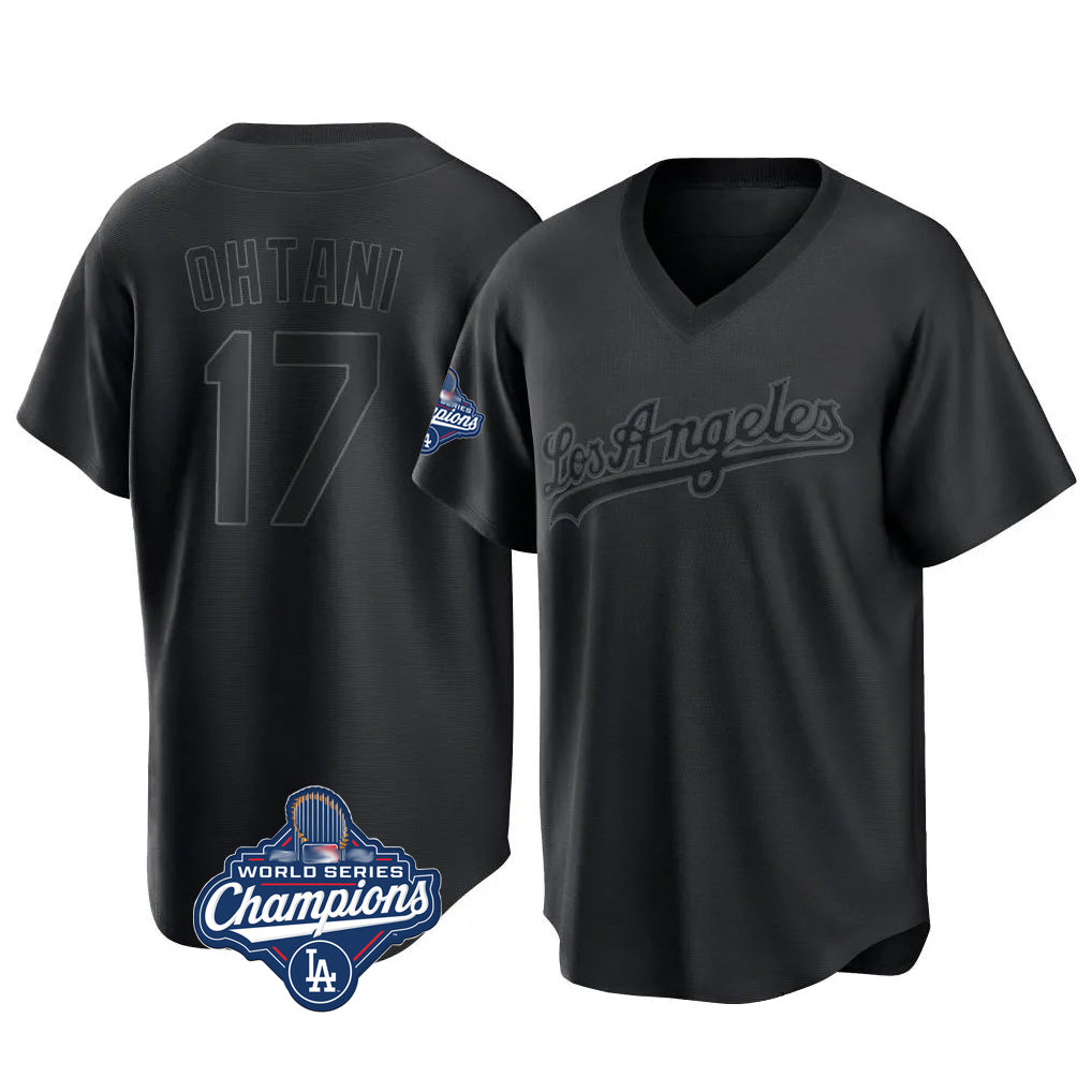 Mdoa LA.Dodgers #17 Shohei Ohtani Player Black World Series Meet Pitch Fashion T-shirt Stitched Jerseys