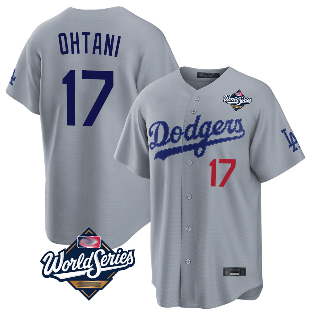 Mdoa LA.Dodgers #17 Shohei Ohtani Player Gray World Series Game Home Stitched Jerseys