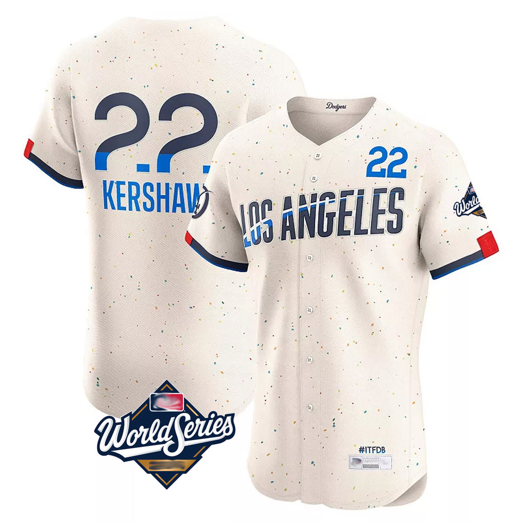 Mdoa LA.Dodgers #22 Clayton Kershaw Player Cream World Series City Connect Limited Elite Home Stitched Jerseys