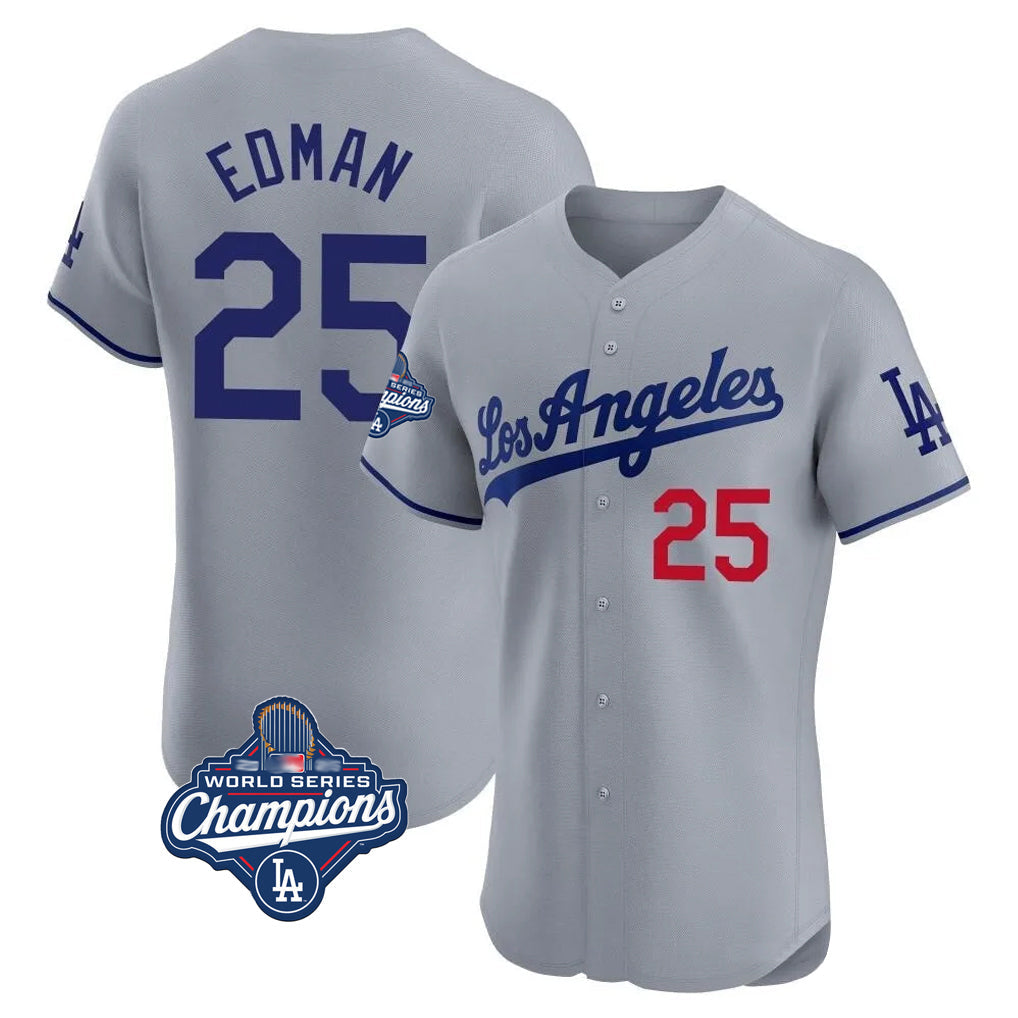 Mdoa LA.Dodgers #25 Tommy Edman Player Gray World Series Meet Limited Elite Home Stitched Jerseys