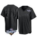 Mdoa LA.Dodgers #34 Fernando Valenzuela Player Black World Series Pitch Fashion T-shirt Stitched Jerseys