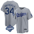 Mdoa LA.Dodgers #34 Fernando Valenzuela Player Gray World Series Meet Game Stitched Jerseys