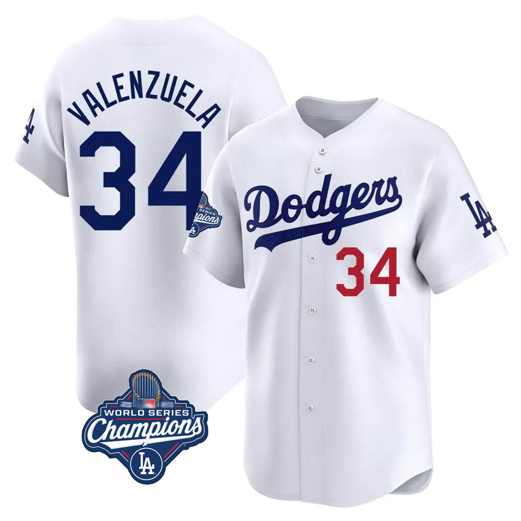 Mdoa LA.Dodgers #34 Fernando Valenzuela Player White World Series Meet Limited Home Stitched Jerseys