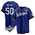 Mdoa LA.Dodgers #50 Mookie Betts Player Royal World Series City Connect Home Game Stitched Jerseys