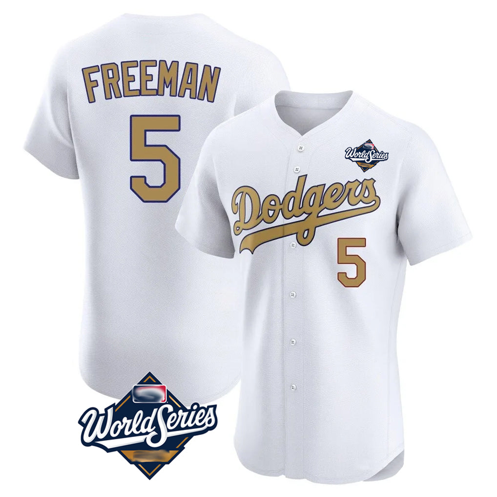Mdoa LA.Dodgers #5 Freddie Freeman Player White World Series Limited Elite Home Stitched Jerseys