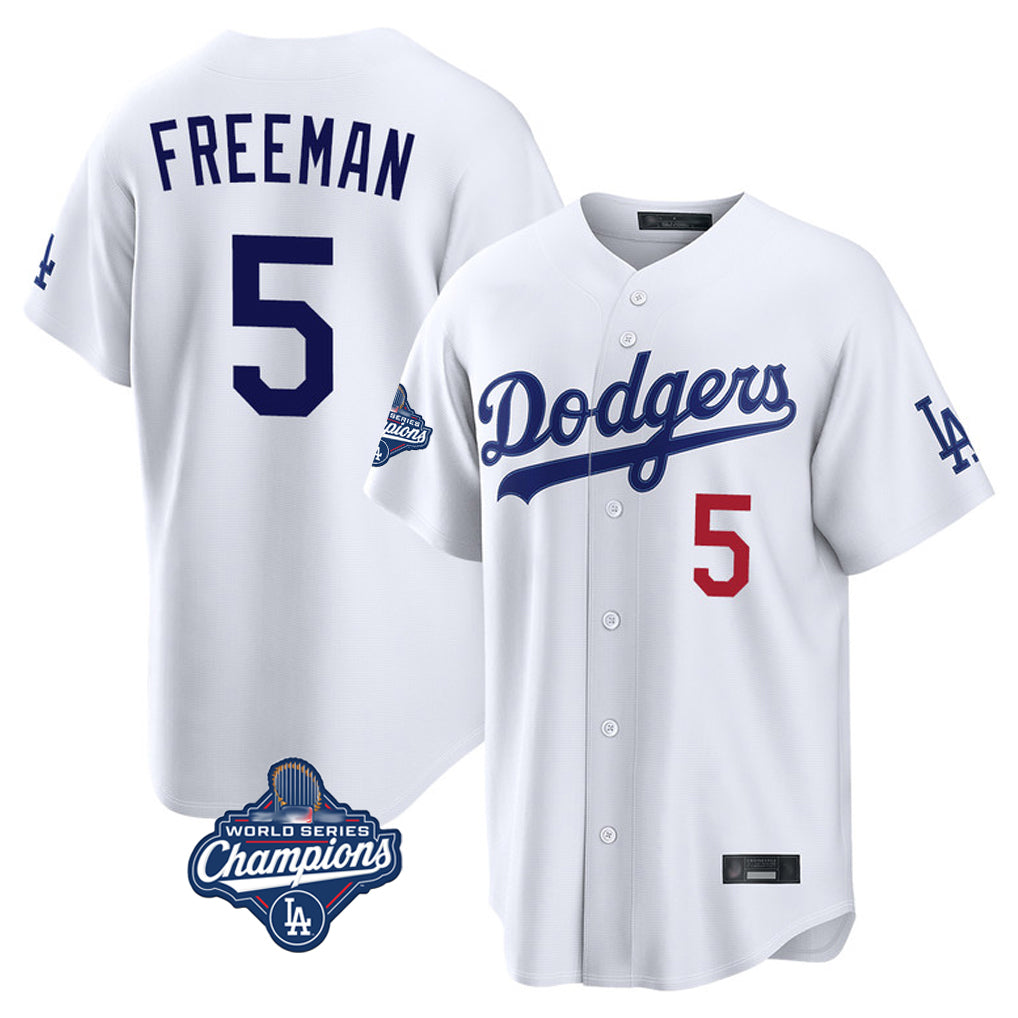 Mdoa LA.Dodgers #5 Freddie Freeman Player White World Series Meet Home Game Stitched Jerseys