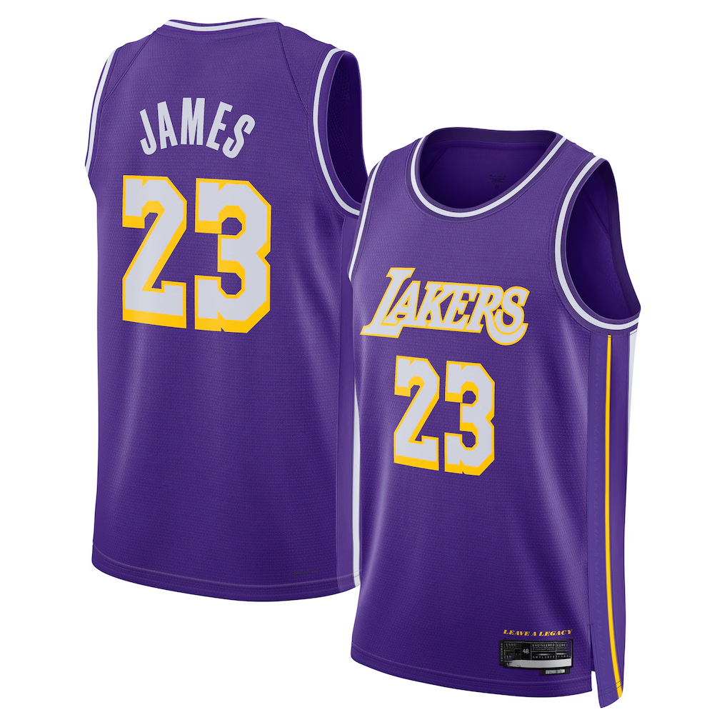 Mdoa LA.Lakers #23 LeBron James Purple Swingman Stitched Jerseys - Statement Edition