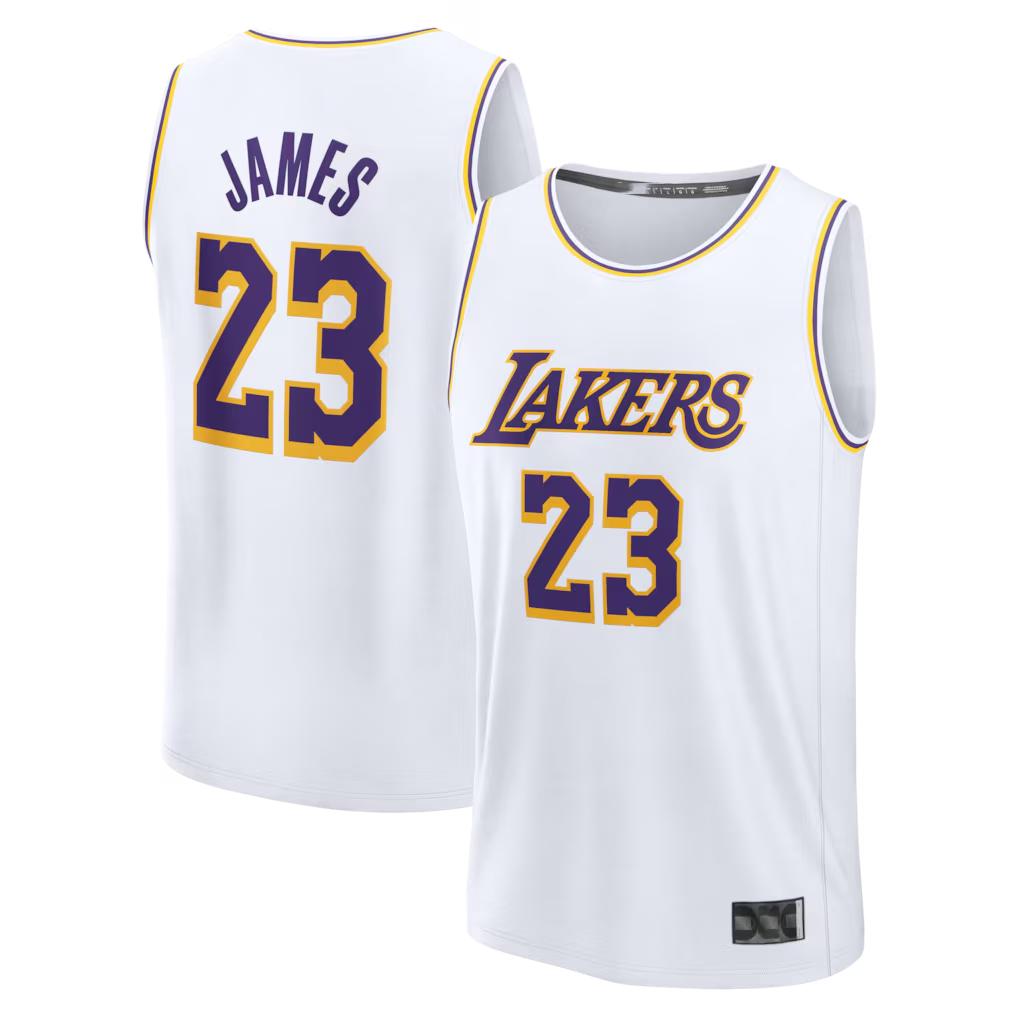 Mdoa LA.Lakers #23 LeBron James White Fast Break Replica Player Stitched Jerseys - Association Edition