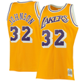 Mdoa LA.Lakers #32 Magic Johnson Mitchell & Ness Gold 1984-1985 Hardwood Classics Authentic Jerseys