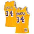 Mdoa LA.Lakers #34 Shaquille O'Neal Mitchell & Ness Gold 199697 Hardwood Classics Swingman Jerseys