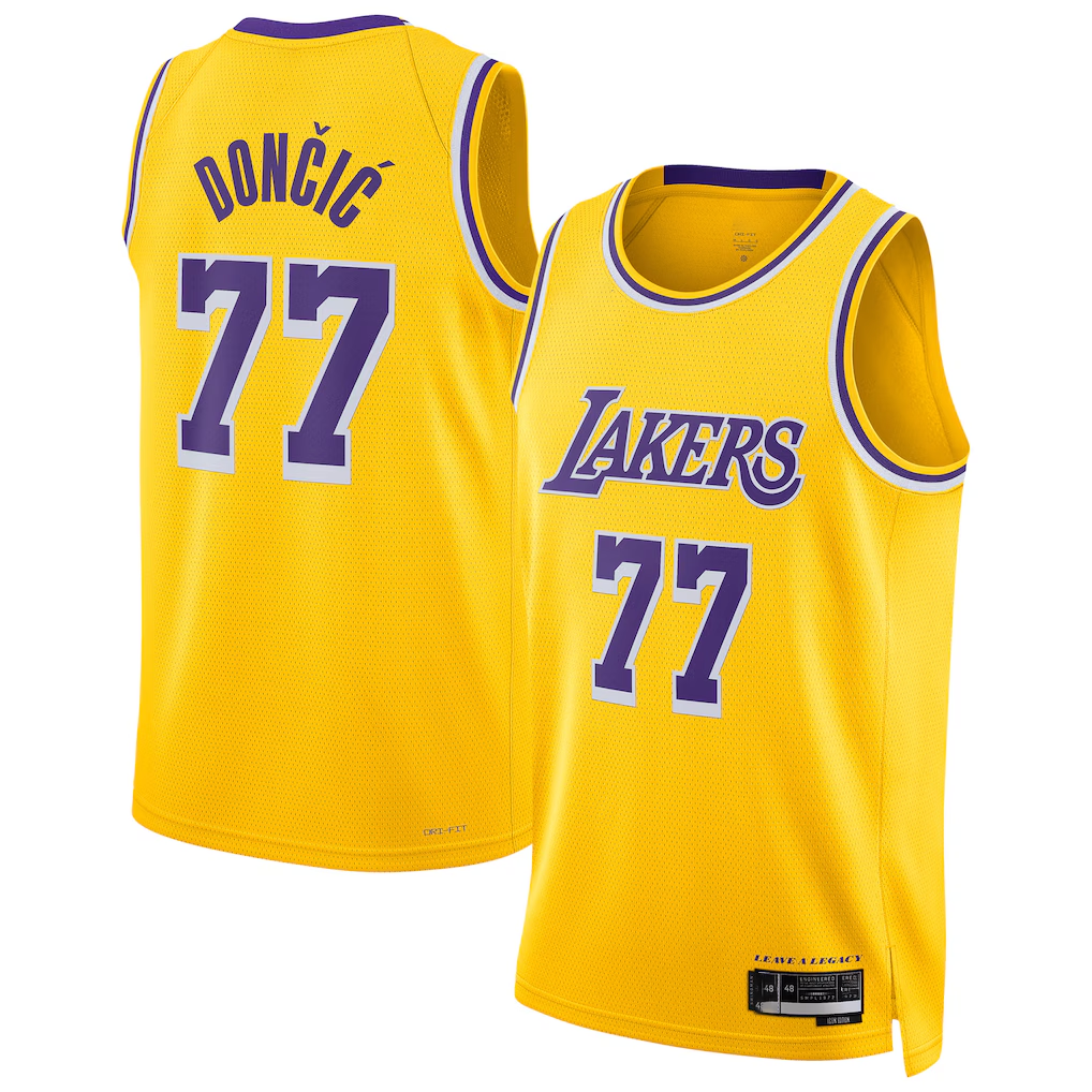 Mdoa LA.Lakers #77 Luka Doncic Dri-Fit Swingman Stitched Jerseys