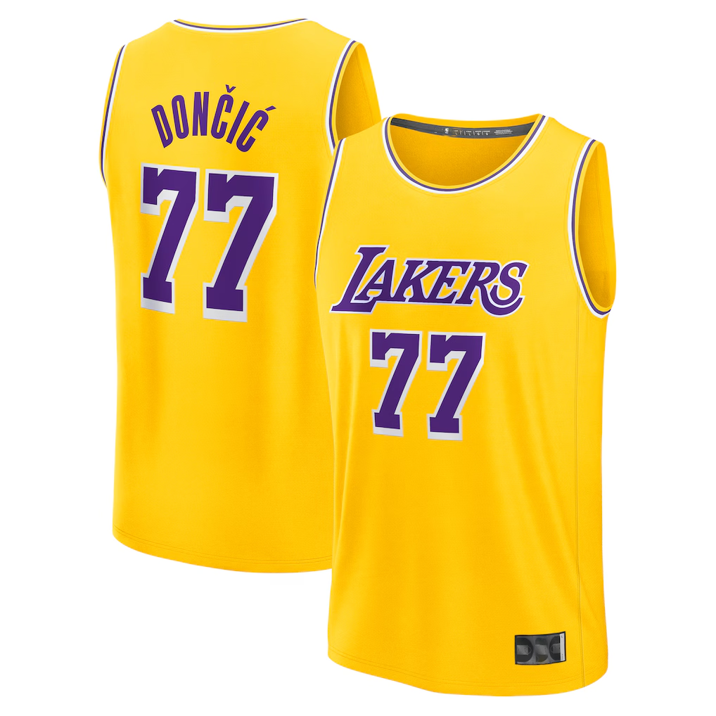 Mdoa LA.Lakers #77 Luka Don?i? Gold Fast Break Replica Player Stitched Jerseys - Icon Edition