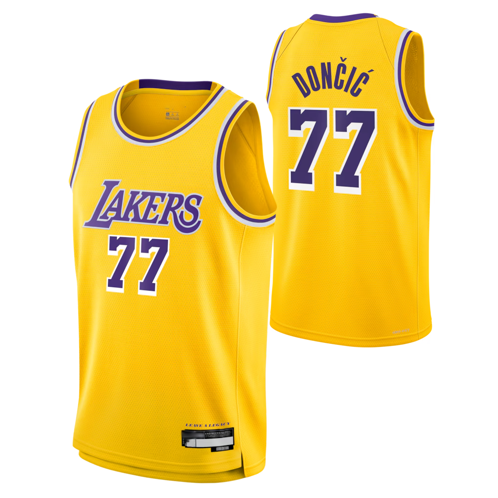 Mdoa LA.Lakers #77 Luka Don?i? Gold Swingman Stitched Jerseys - Icon Edition