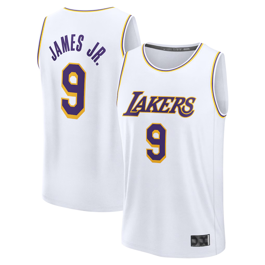 Mdoa LA.Lakers #9 Bronny James White Fast Break Replica Player Stitched Jerseys - Association Edition