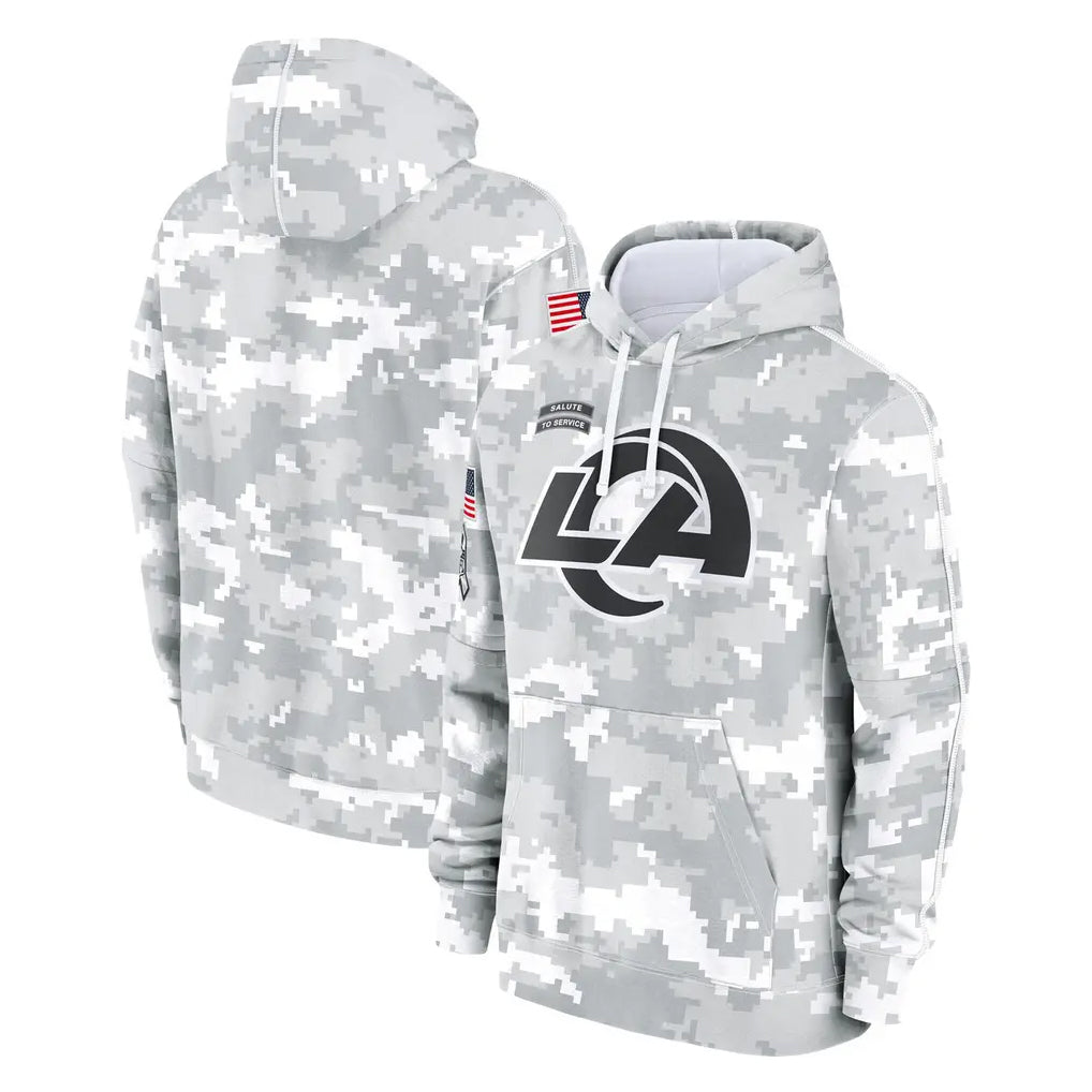 Mdoa LA.Rams Arctic Camo Salute to Service Hoodies Limited Game Blank Player Stitched Jerseys