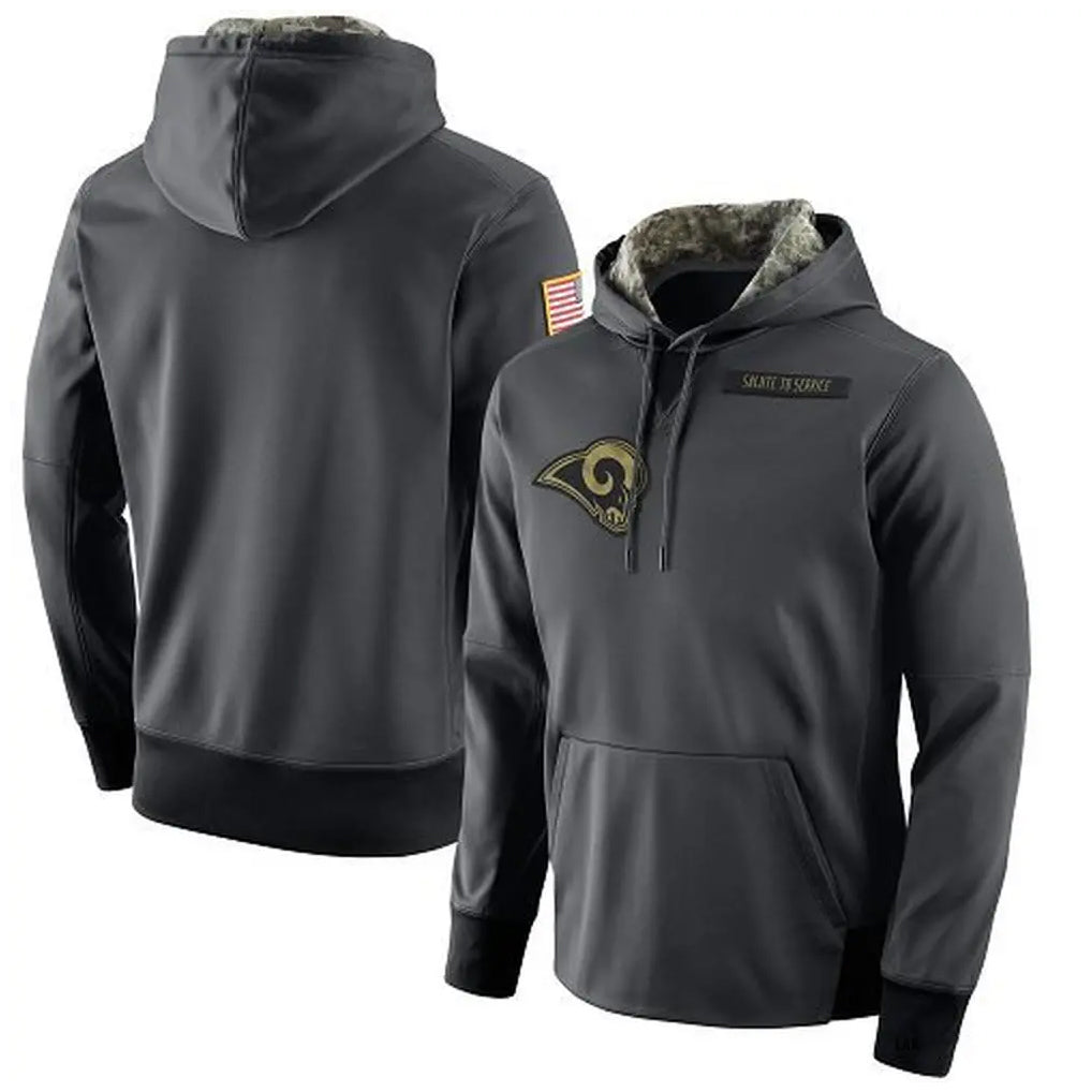 Mdoa LA.Rams Gray Pullover Hoodie Limited Game Blank Player Stitched Jerseys