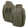 Mdoa LA.Rams #48 Omar Speights Player Olive Salute to Service Pullover Hoodies Limited Stitched Jerseys
