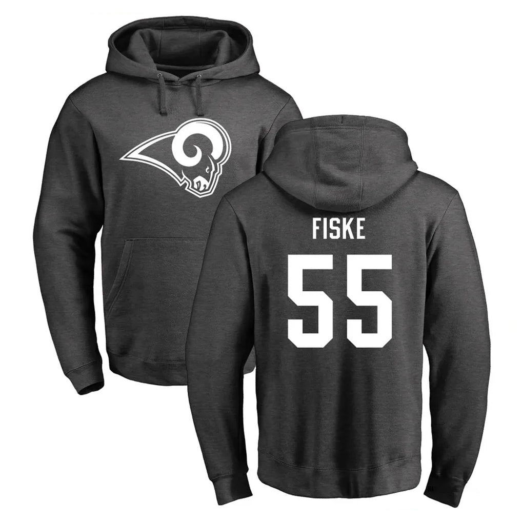 Mdoa LA.Rams #55 Braden Fiske Player Gray Pullover Hoodie Limited Game Stitched Jerseys