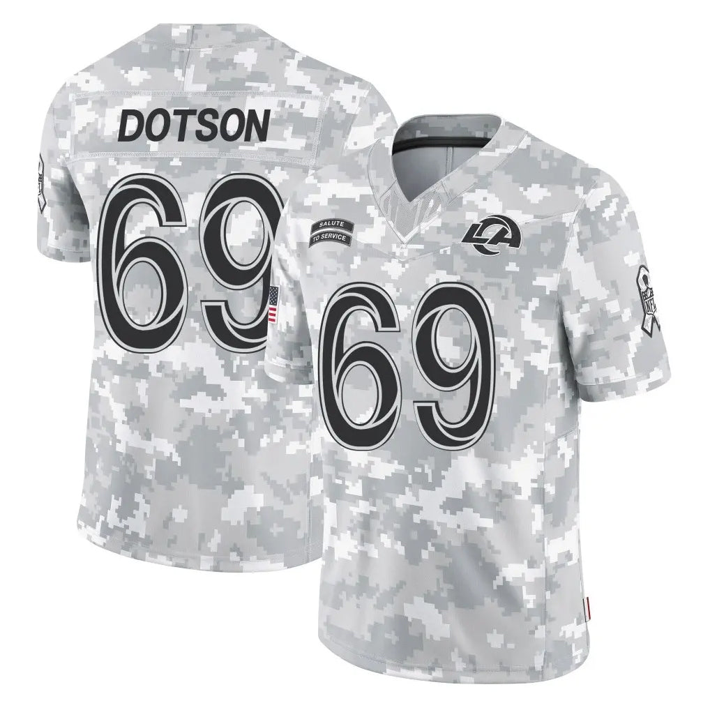 Mdoa LA.Rams #69 Kevin Dotson Player Arctic Camo Salute To Service Limited Game Stitched Jerseys
