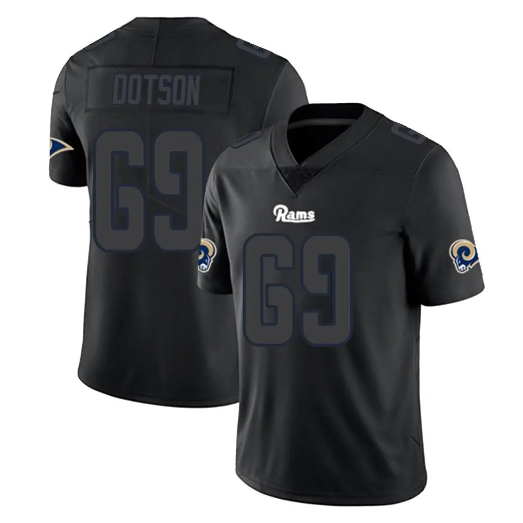 Mdoa LA.Rams #69 Kevin Dotson Player Black Impact Limited Home Game Stitched Jerseys