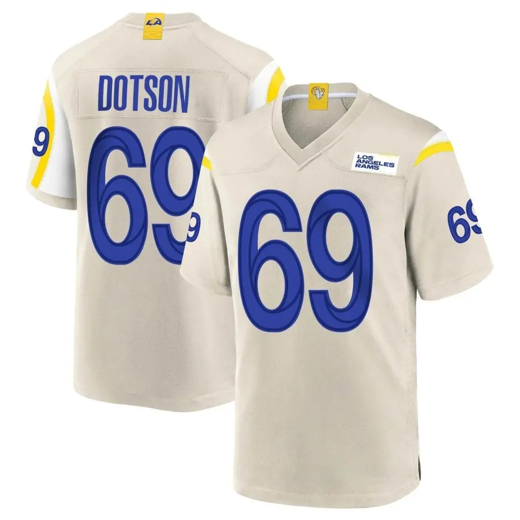 Mdoa LA.Rams #69 Kevin Dotson Player Bone Home Game Stitched Jerseys