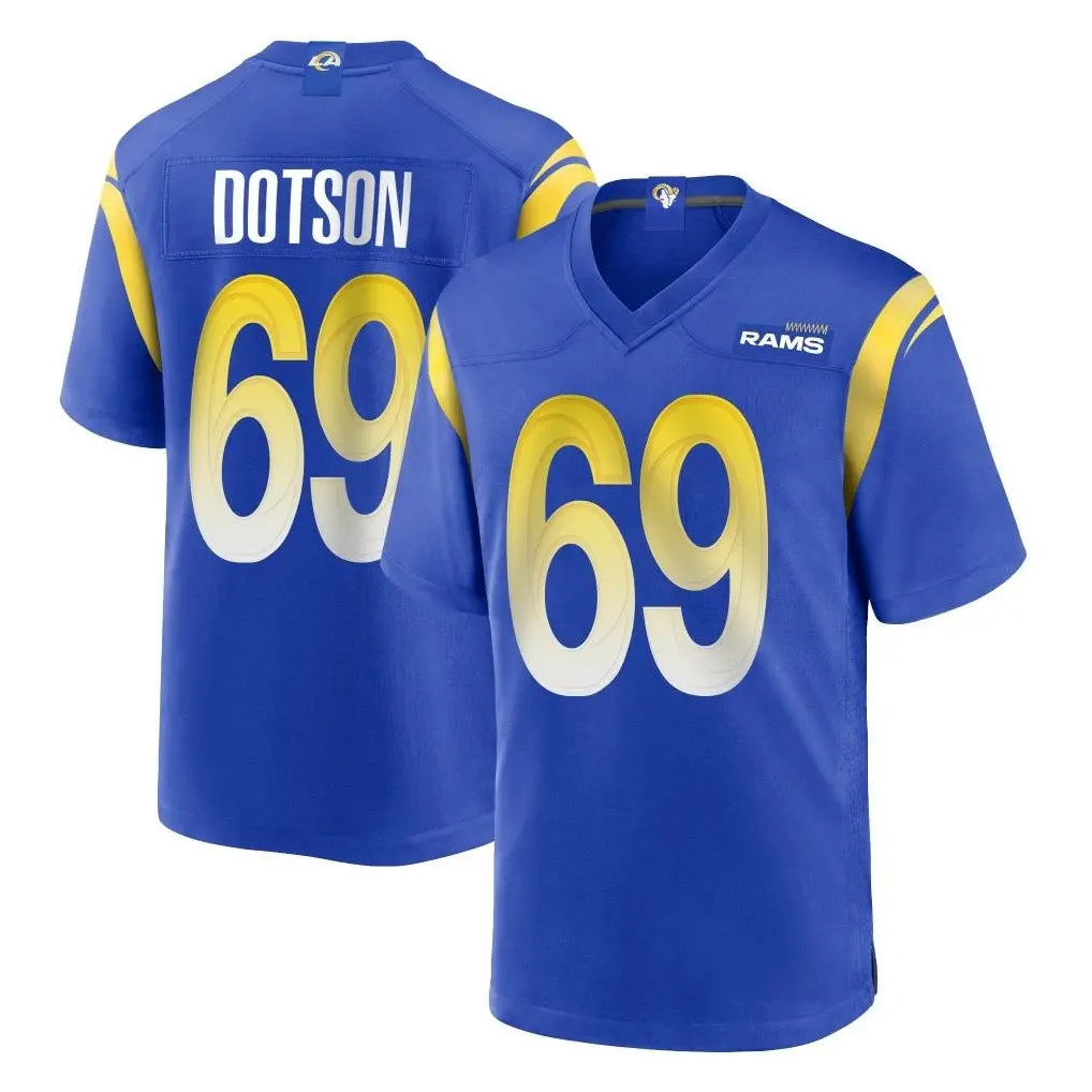 Mdoa LA.Rams #69 Kevin Dotson Player Royal Home Game Stitched Jerseys