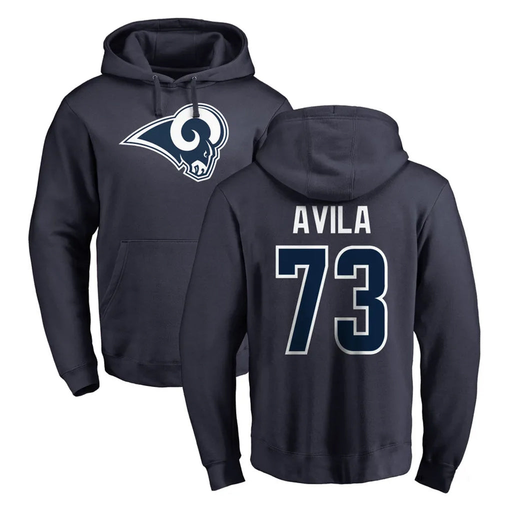Mdoa LA.Rams #73 Steve Avila Player Navy Pullover Hoodie Limited Game Stitched Jerseys