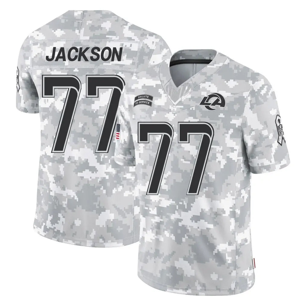 Mdoa LA.Rams #77 Alaric Jackson Player Arctic Camo Salute To Service Limited Game Stitched Jerseys