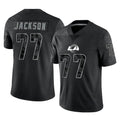 Mdoa LA.Rams #77 Alaric Jackson Player Black Limited Reflective Home Game Stitched Jerseys