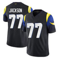 Mdoa LA.Rams #77 Alaric Jackson Player Black Midnight Rivalries Collection Limited Home Game Stitched Jerseys