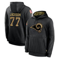 Mdoa LA.Rams #77 Alaric Jackson Player Black Salute to Service Hoodies Limited Game Stitched Jerseys