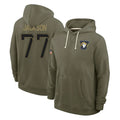 Mdoa LA.Rams #77 Alaric Jackson Player Olive Salute to Service Pullover Hoodies Limited Stitched Jerseys