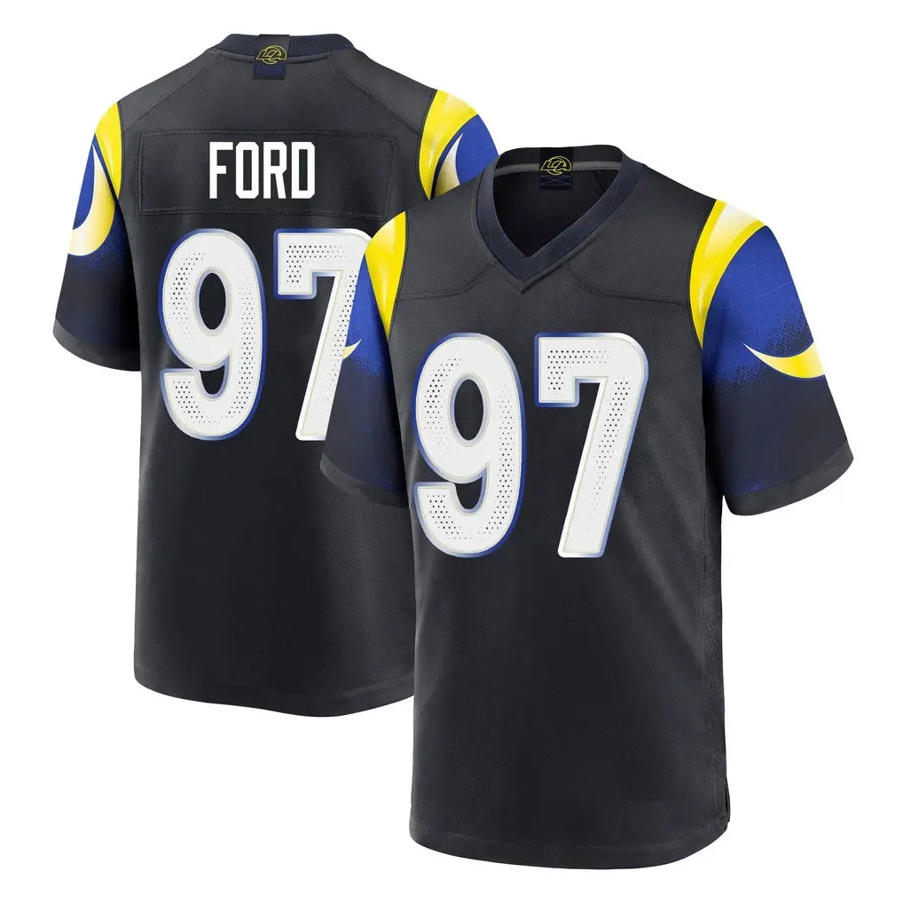 Mdoa LA.Rams #97 Poona Ford Player Black Midnight Rivalries Collection Home Game Stitched Jerseys