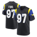 Mdoa LA.Rams #97 Poona Ford Player Black Midnight Rivalries Collection Home Game Stitched Jerseys
