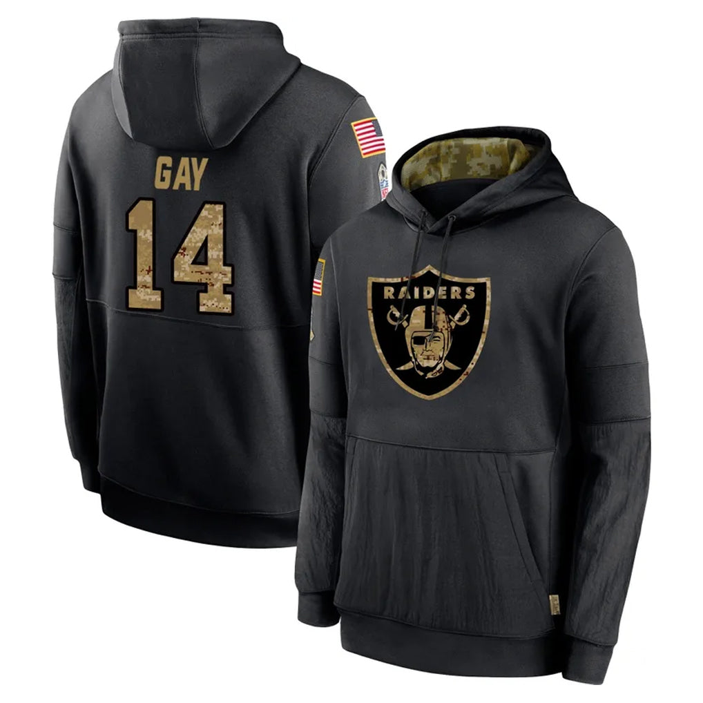 Mdoa LV.Raiders #14 Matt Gay Player Black Salute to Service Hoodies Limited Game Stitched Jerseys