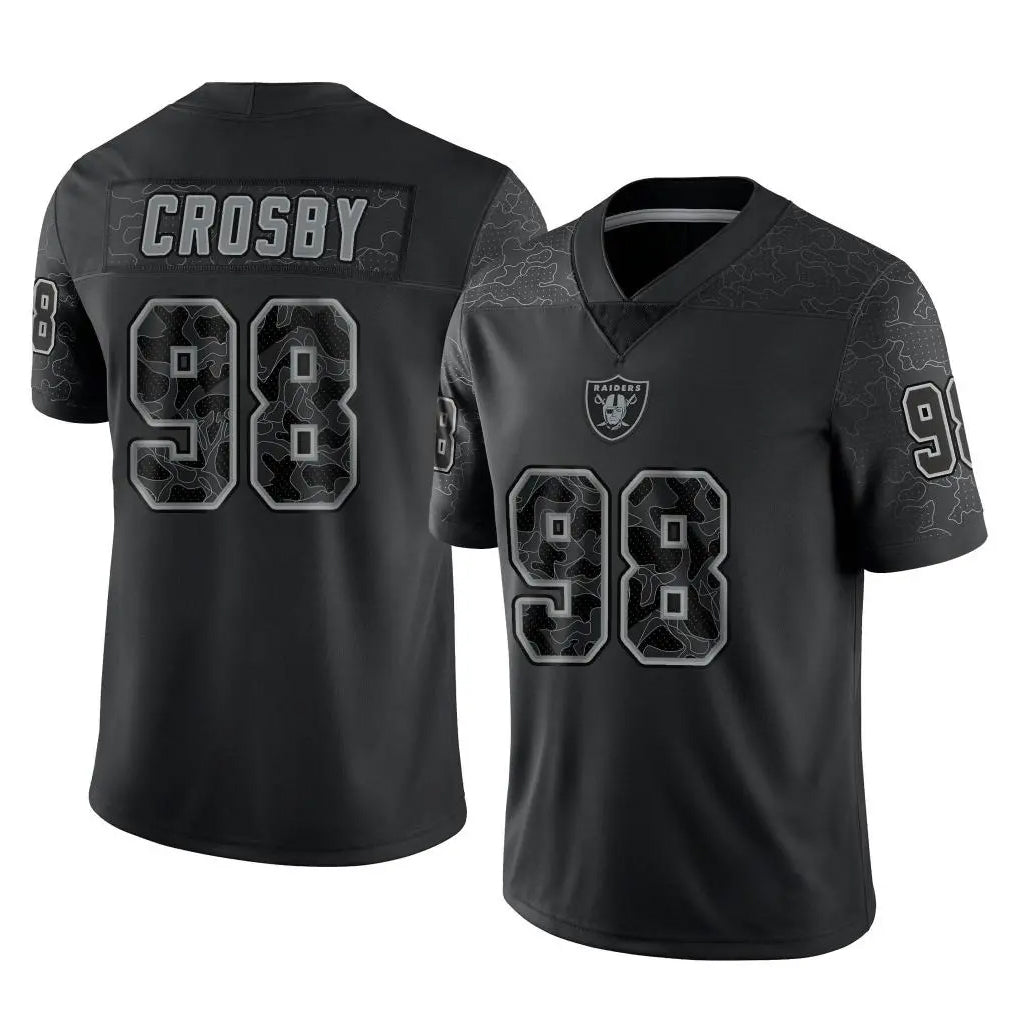 Mdoa LV.Raiders #98 Maxx Crosby Player Black Reflective Limited Game Stitched Jerseys